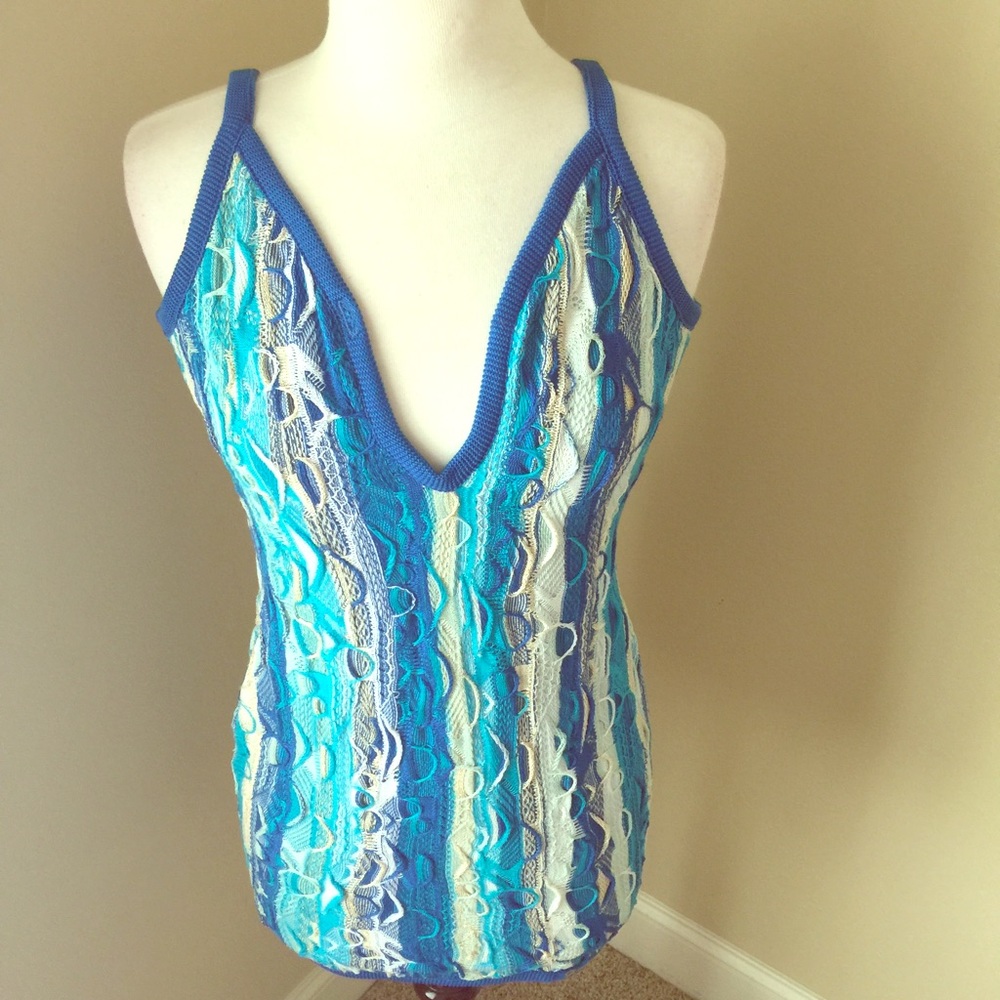 Coogi Australia V-Neck Blue Sweater Dress/Top